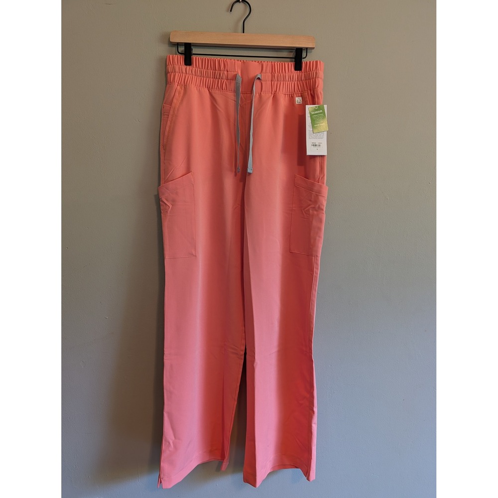 NWT Resurge Womens Scrub Pants Coral Pink Recycled Stretch Cargo Size M Pockets